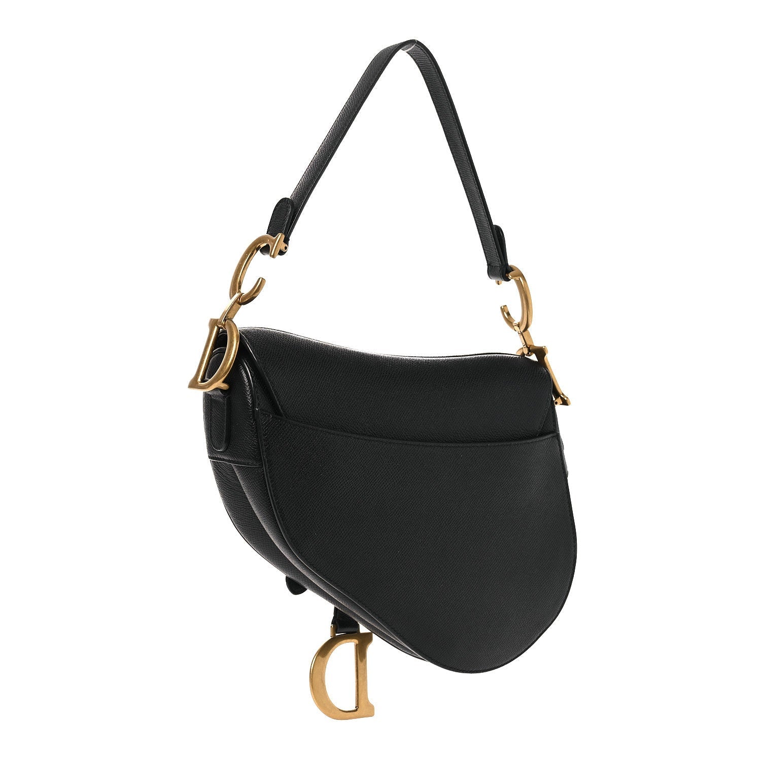 Christian Dior Grained Calfskin Saddle Bag Black
