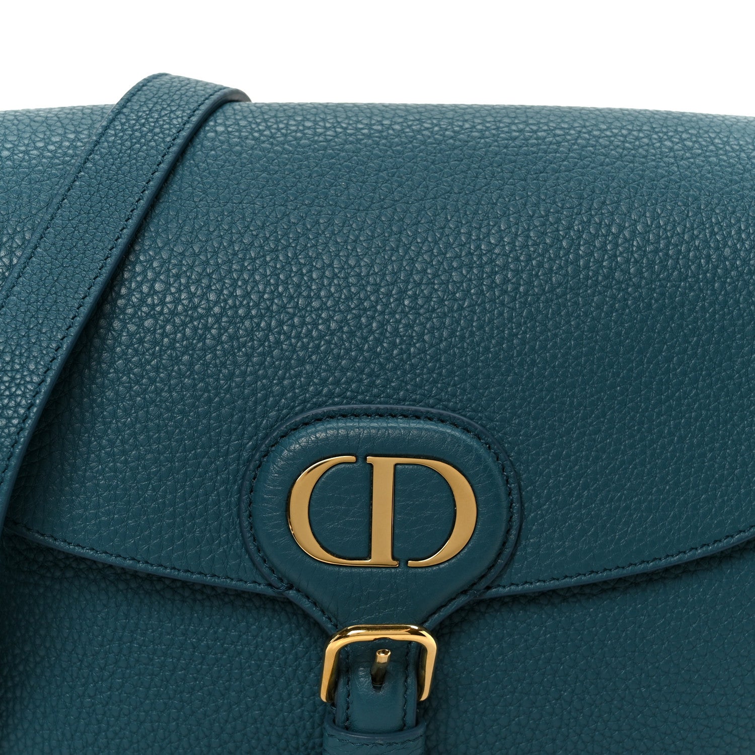 Christian Dior Grained Calfskin Medium Bobby Flap Steel Blue