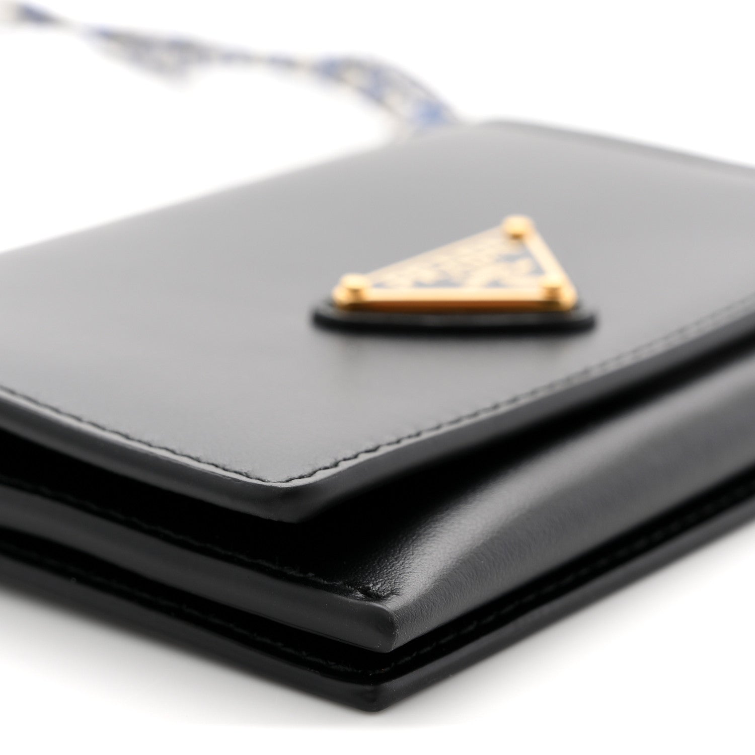 Prada Vitello Card Holder With Braided Strap Black