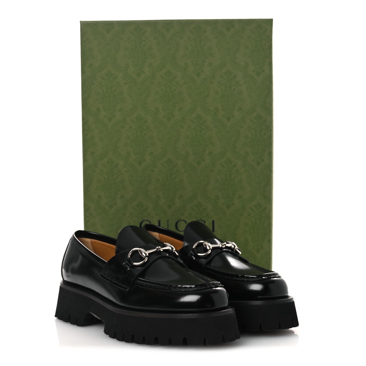 Gucci Cordovan Lux Womens Horsebit 45mm Platform Loafers 37.5 Black