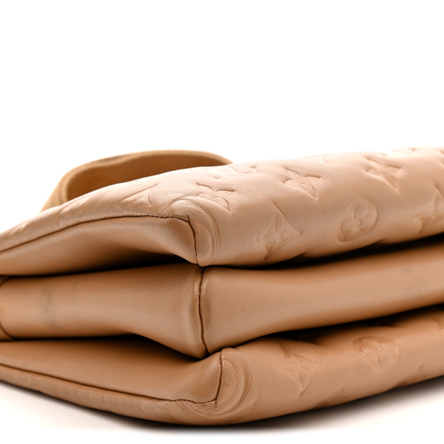 Louis Vuitton Lambskin Embossed Monogram Coussin PM Camel