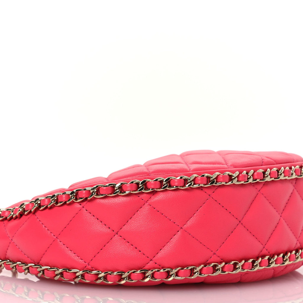 Chanel Lambskin Quilted Chain Around Hobo Pink
