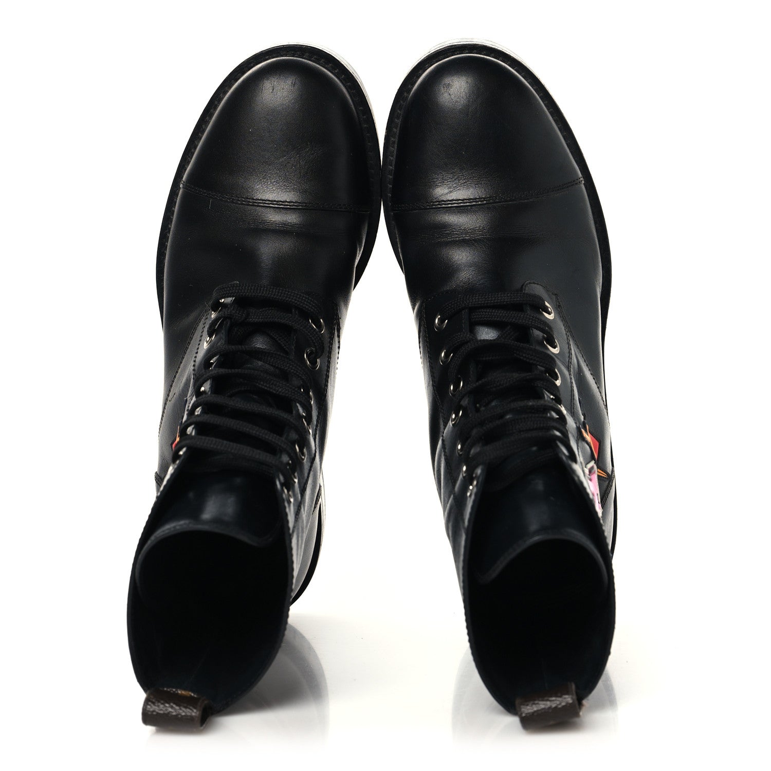 Louis Vuitton Calfskin LV Black Heart Flat Ranger Boots 37 Black