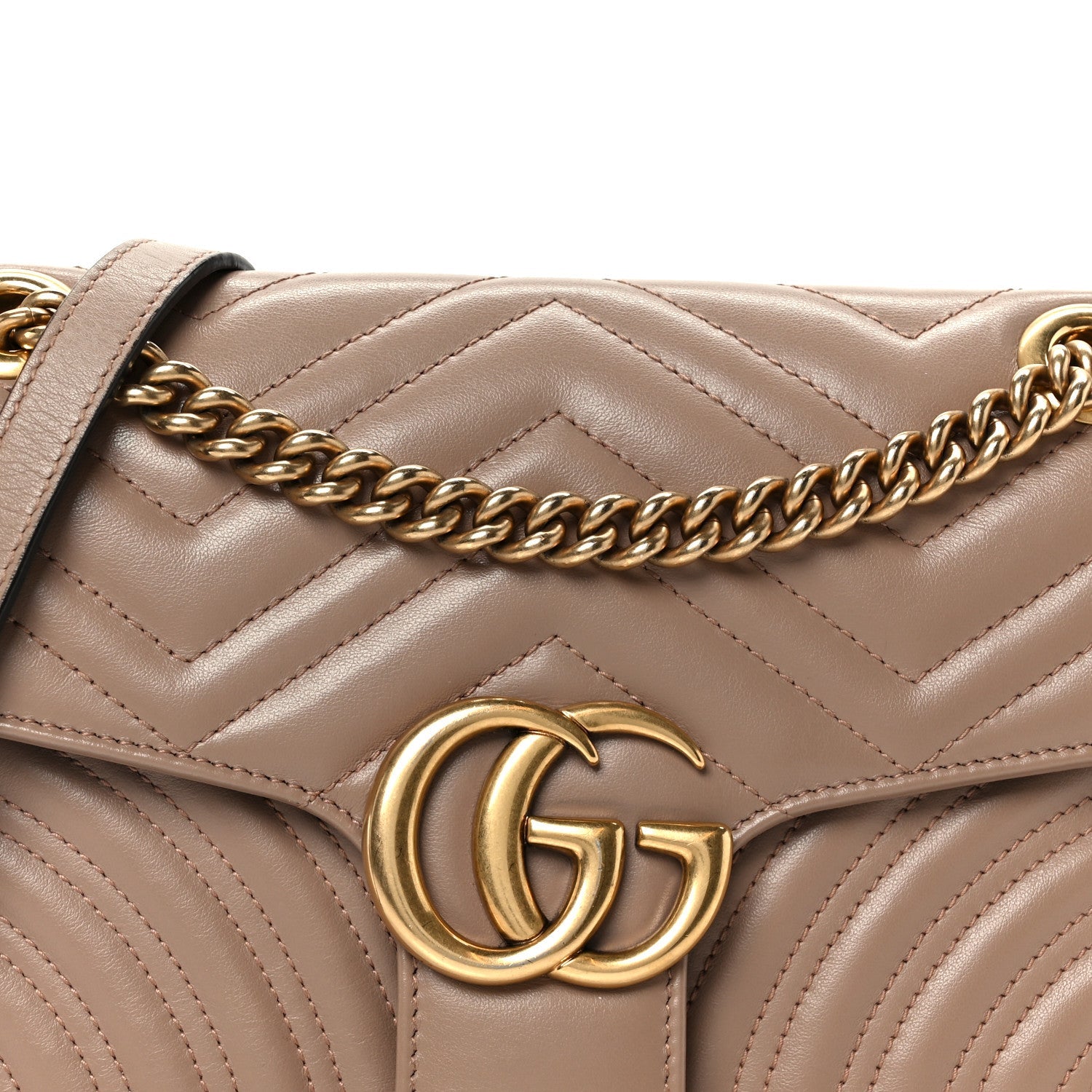 Gucci Calfskin Matelasse Small GG Marmont Shoulder Bag Porcelain Rose