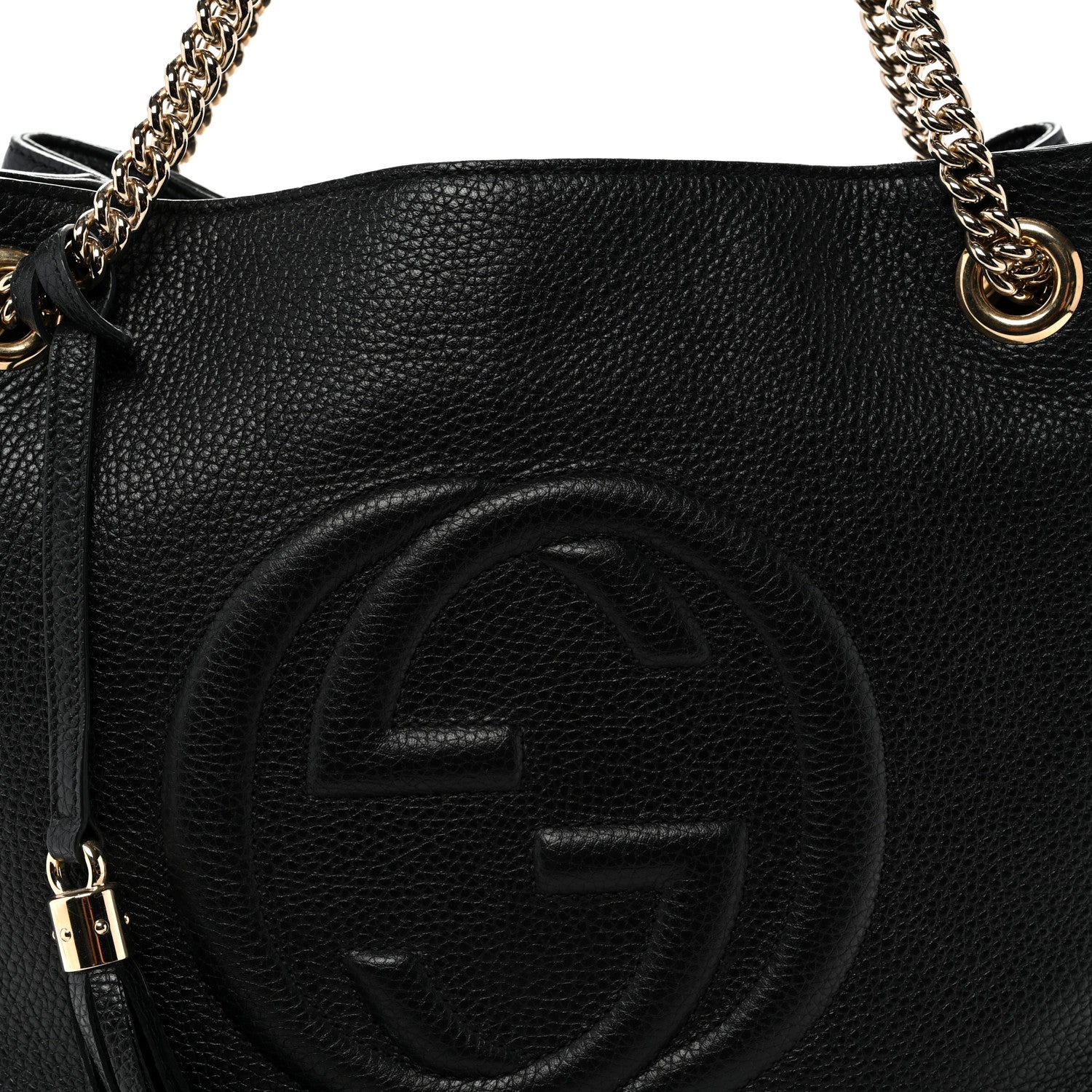 Gucci Pebbled Calfskin Medium Soho Chain Shoulder Bag Black