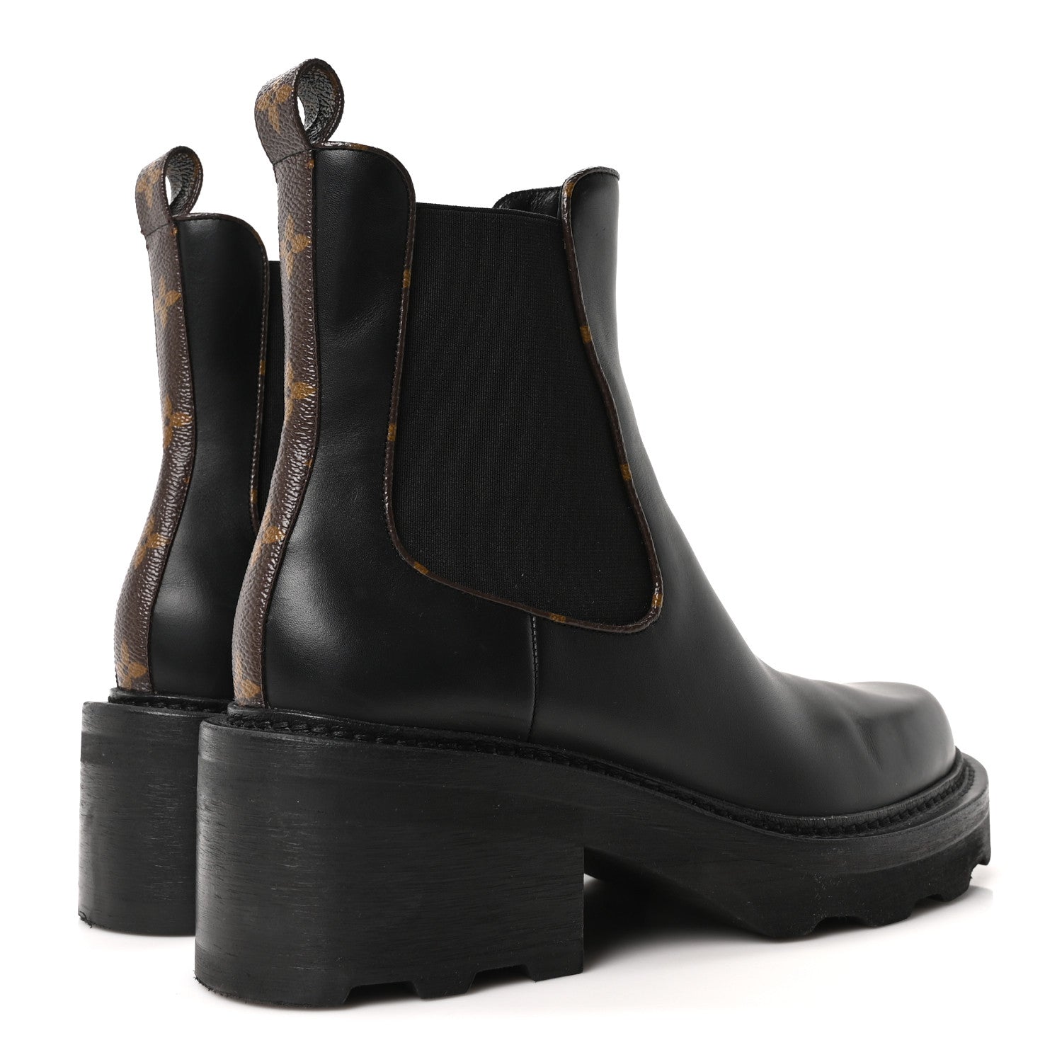 Louis Vuitton Calfskin Monogram Beaubourg Ankle Boots 39.5 Black