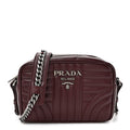 Prada Soft Calfskin Impunture Diagramme Small Camera Bag Granato