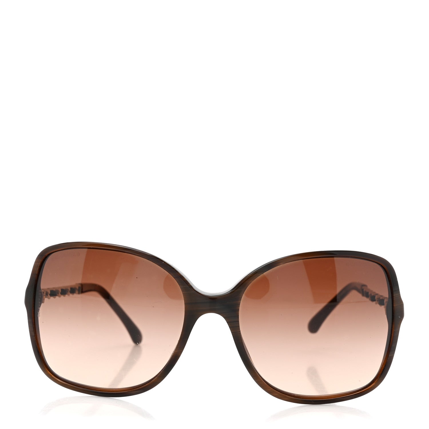 Acetate Metal Lambskin Chain Square Sunglasses 5210-Q Brown