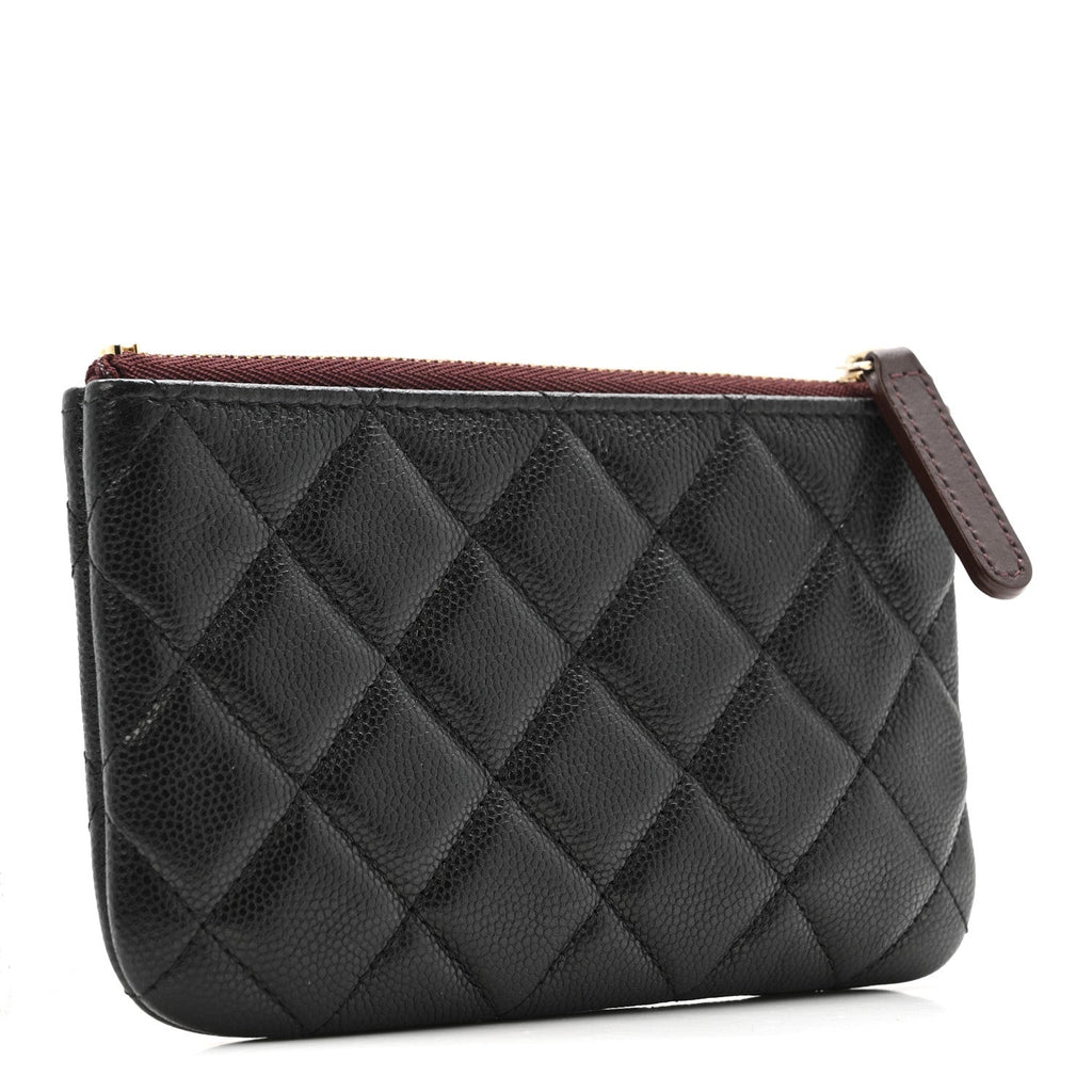Caviar Quilted Small Cosmetic Case Black