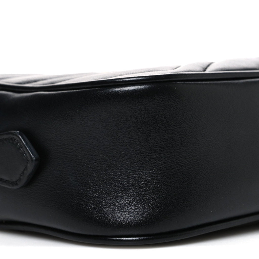 Gucci Calfskin Matelasse Mini GG Marmont Chain Shoulder Bag Black