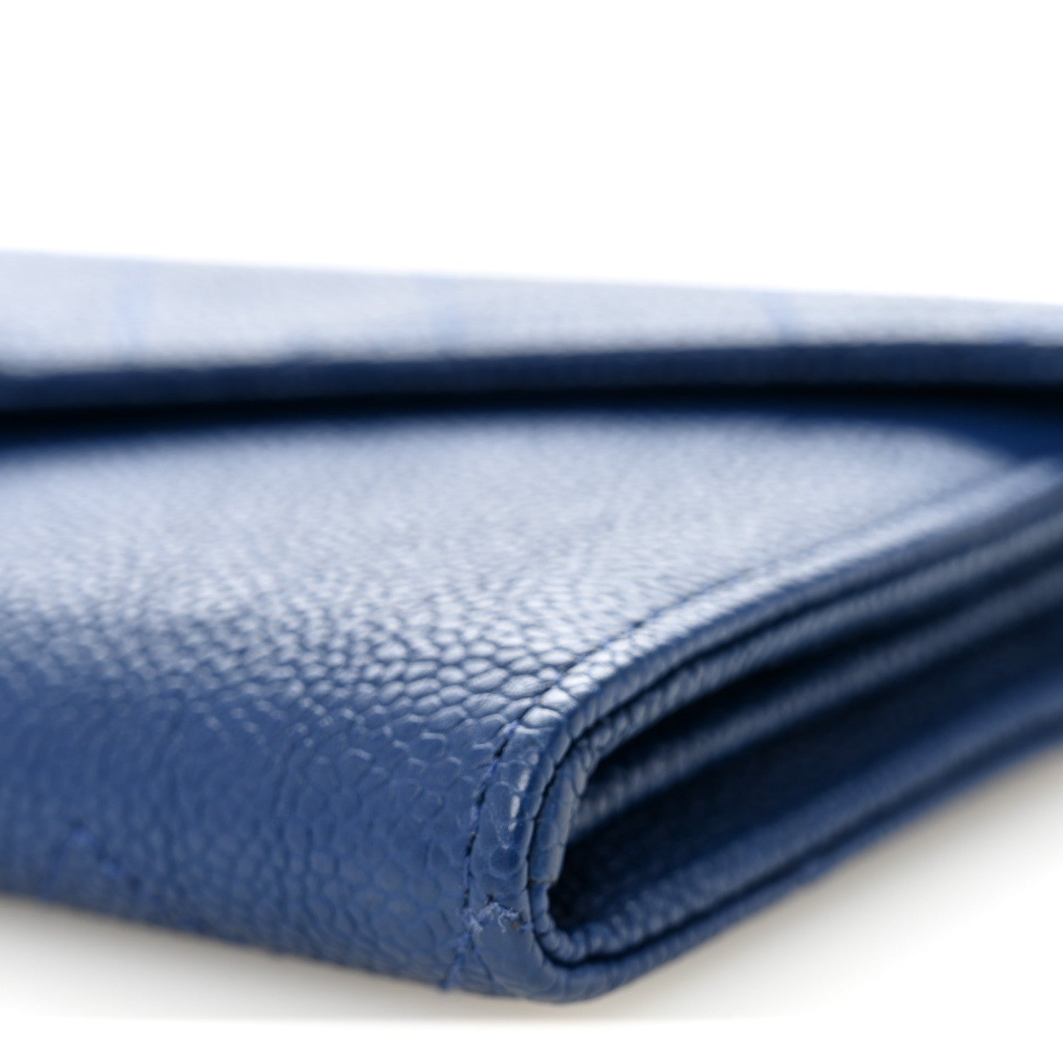 Caviar Quilted CC Box Gusset Flap Wallet Blue