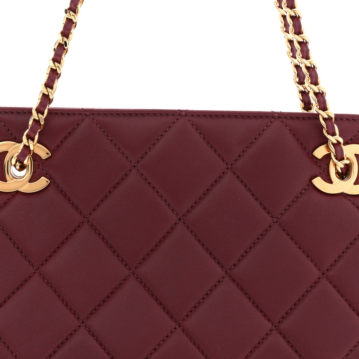 Chanel Lambskin Quilted Small Eyes On You Shopping Bag Dark Burgundy
