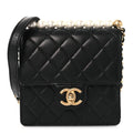 Chanel Goatskin Quilted Chic Pearls Flap Black