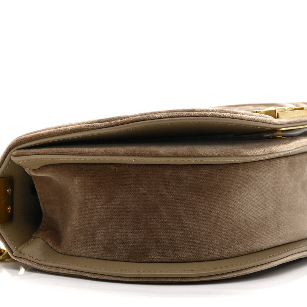 Chanel Velvet Quilted Small Boy Messenger Bag Beige