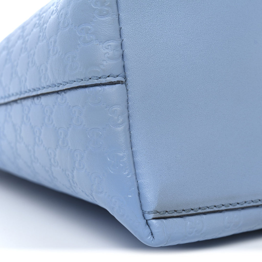 Gucci Soft Microguccissima Small Zippered Satchel Light Blue