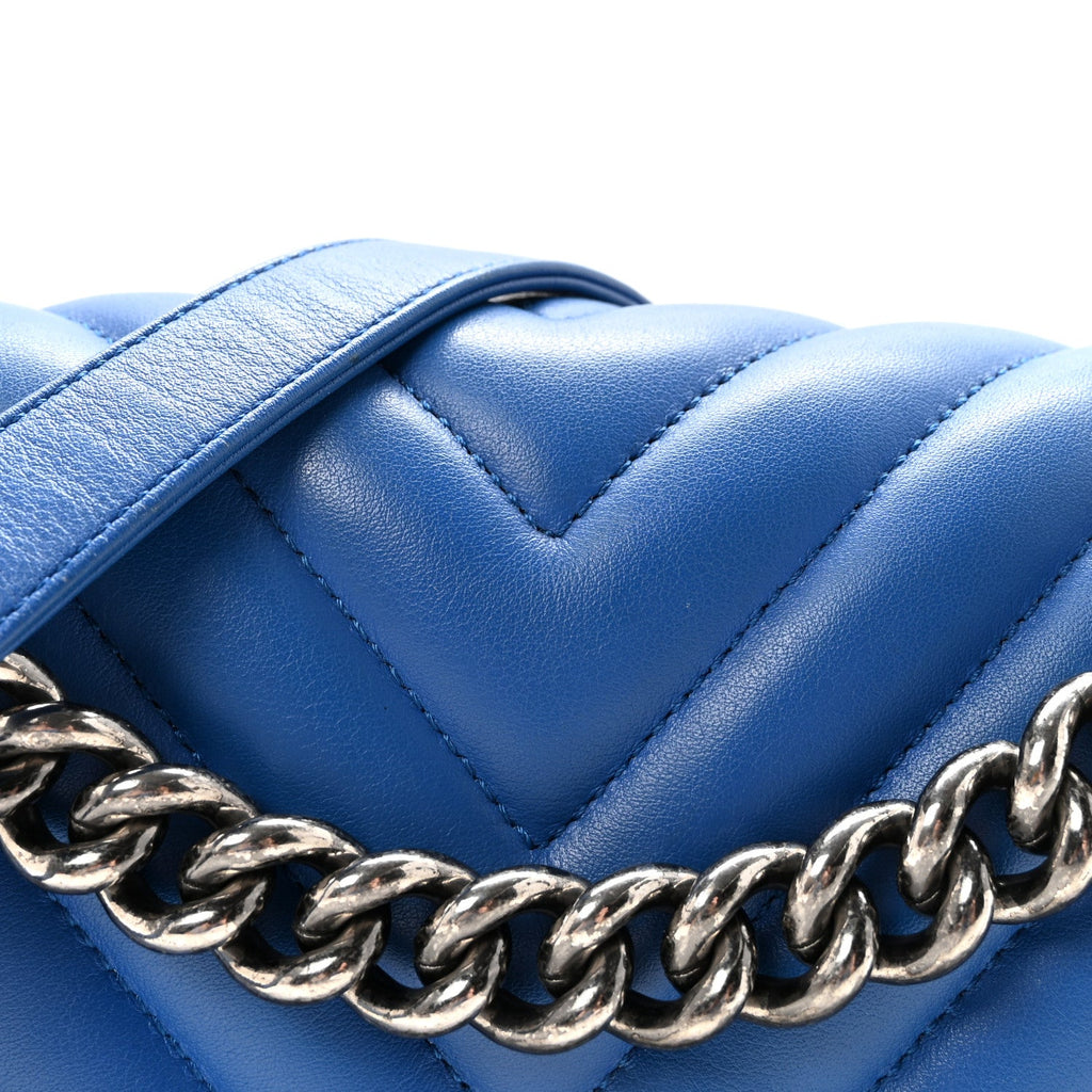 Chanel Lambskin Chevron Quilted Medium Boy Flap Bright Blue