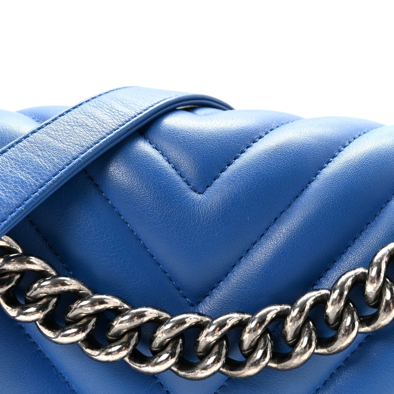 Chanel Lambskin Chevron Quilted Medium Boy Flap Bright Blue