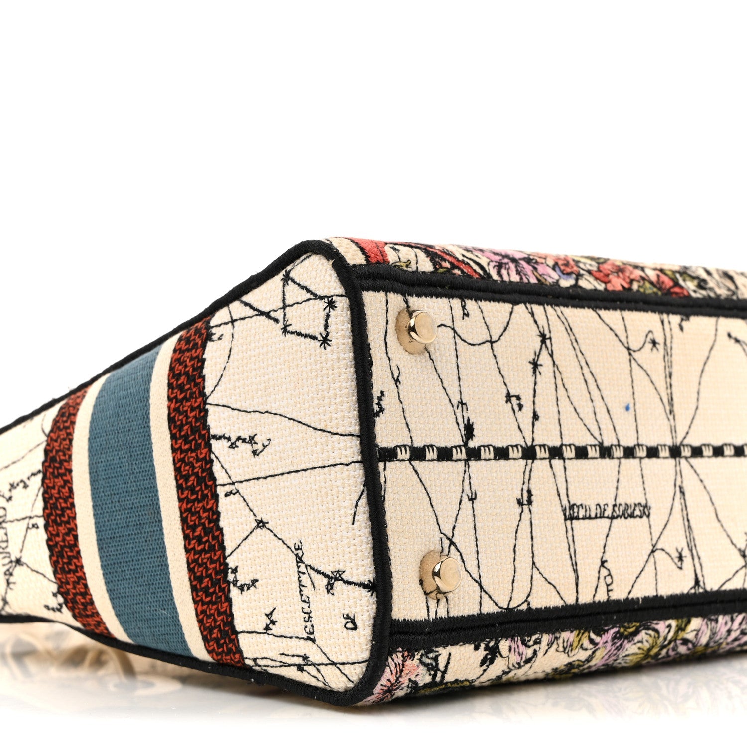 Christian Dior Canvas Constellation Embroidered Medium Lady D-Lite Latte Multicolor