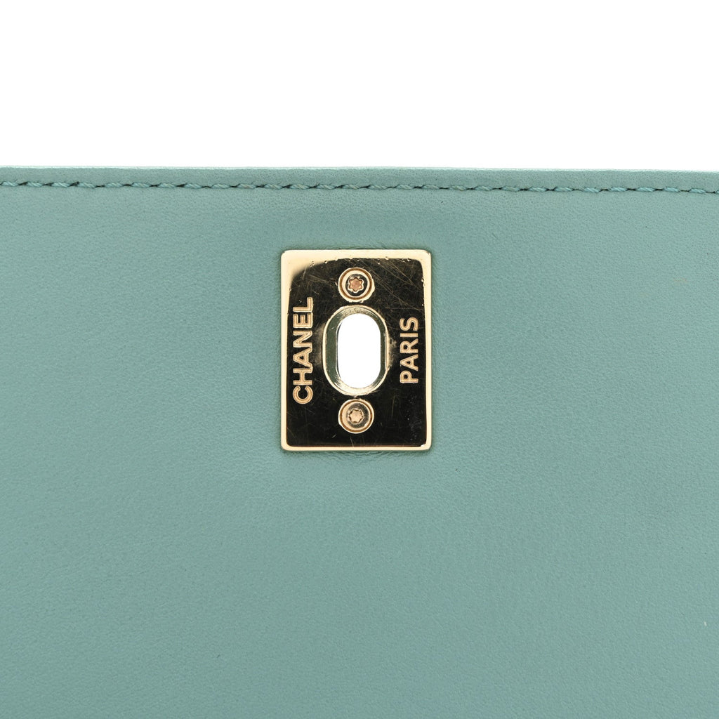 Chanel Calfskin Stitched Small Covered CC Flap Bag Green