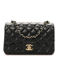 Chanel Lambskin Quilted Mini Rectangular Flap Black