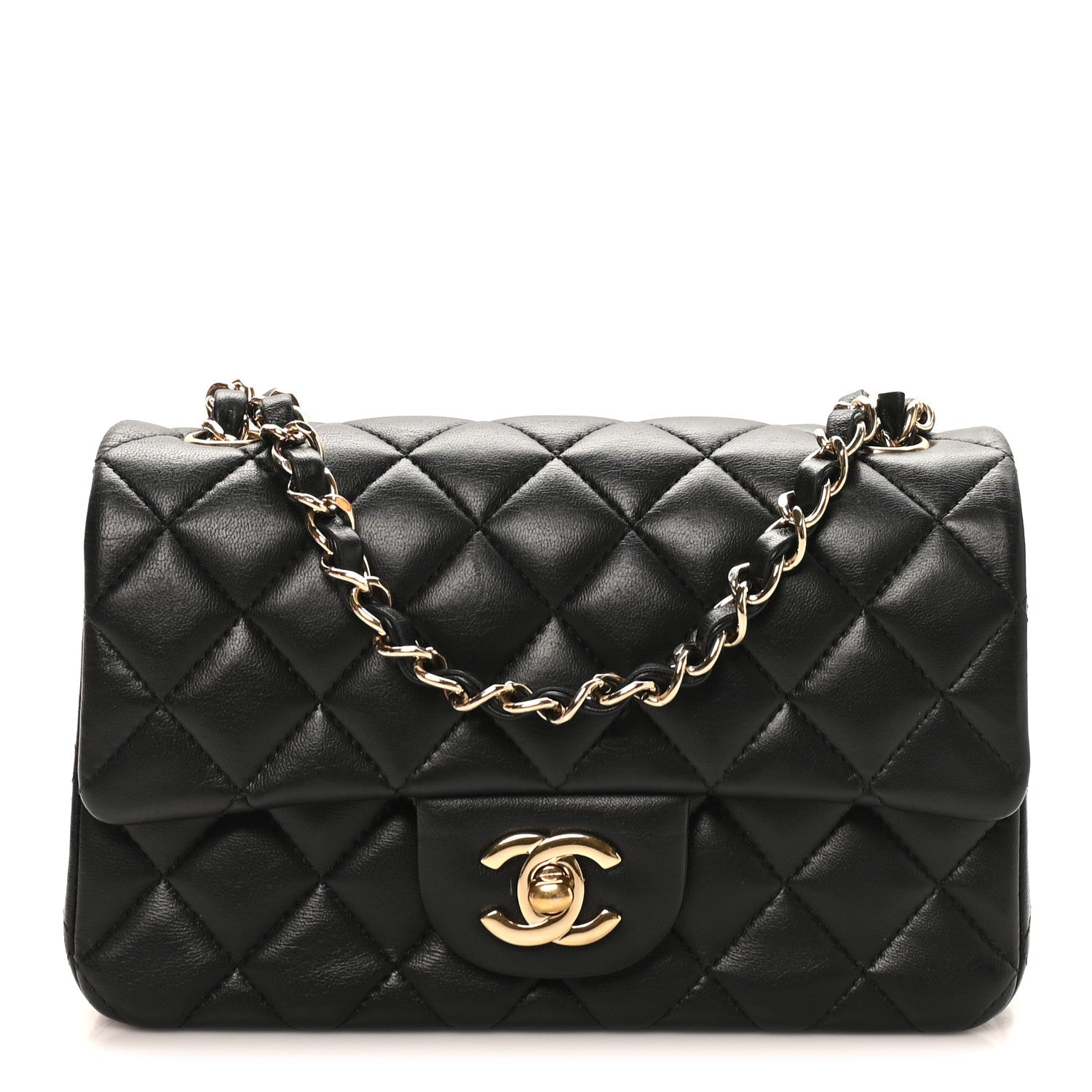 Chanel Lambskin Quilted Mini Rectangular Flap Black