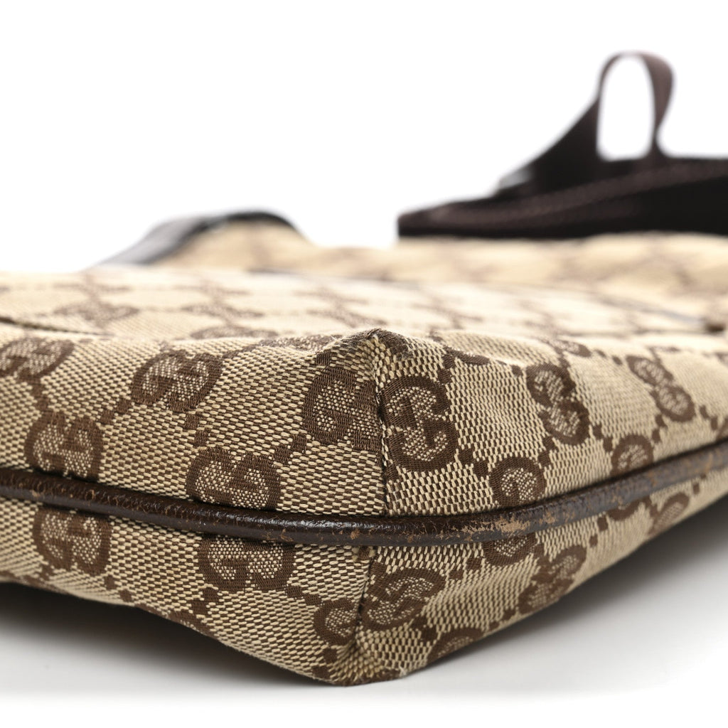 Gucci Monogram Flat Messenger Bag Dark Brown