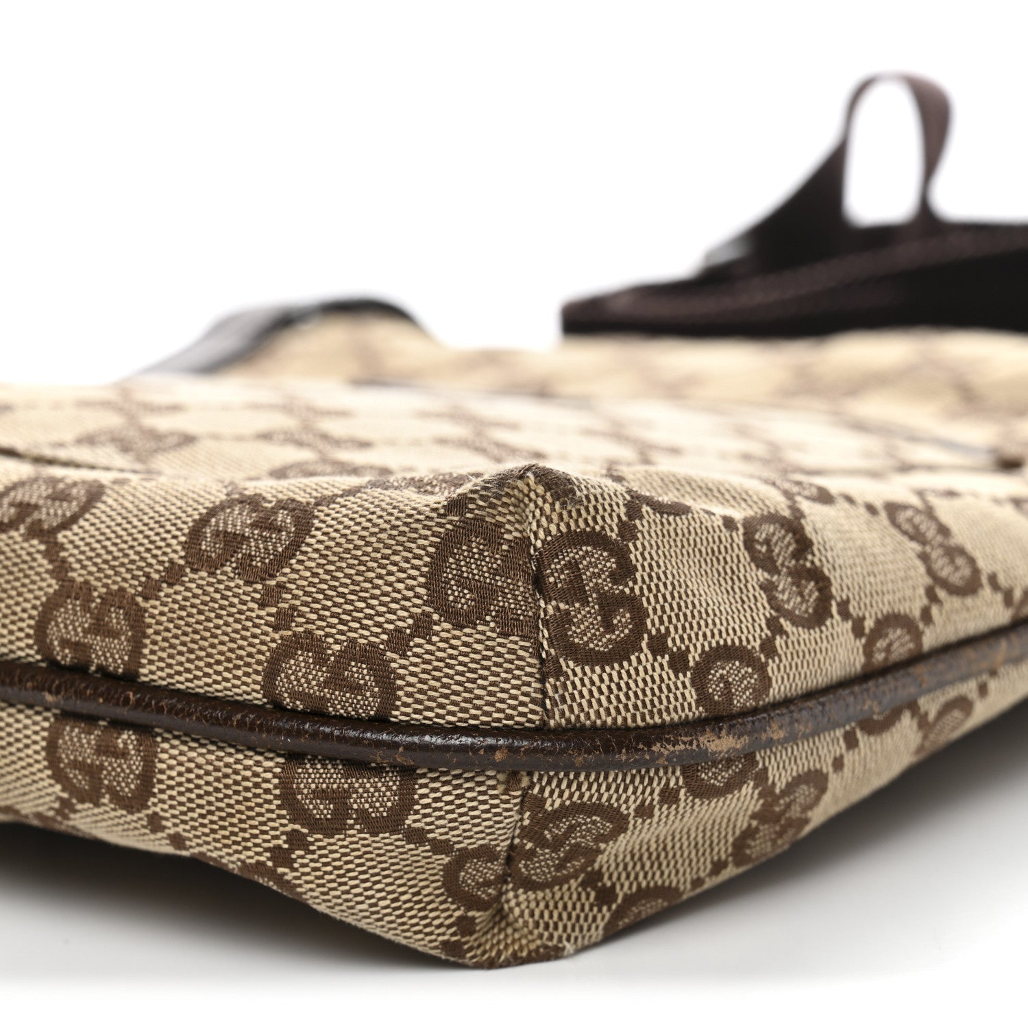 Gucci Monogram Flat Messenger Bag Dark Brown