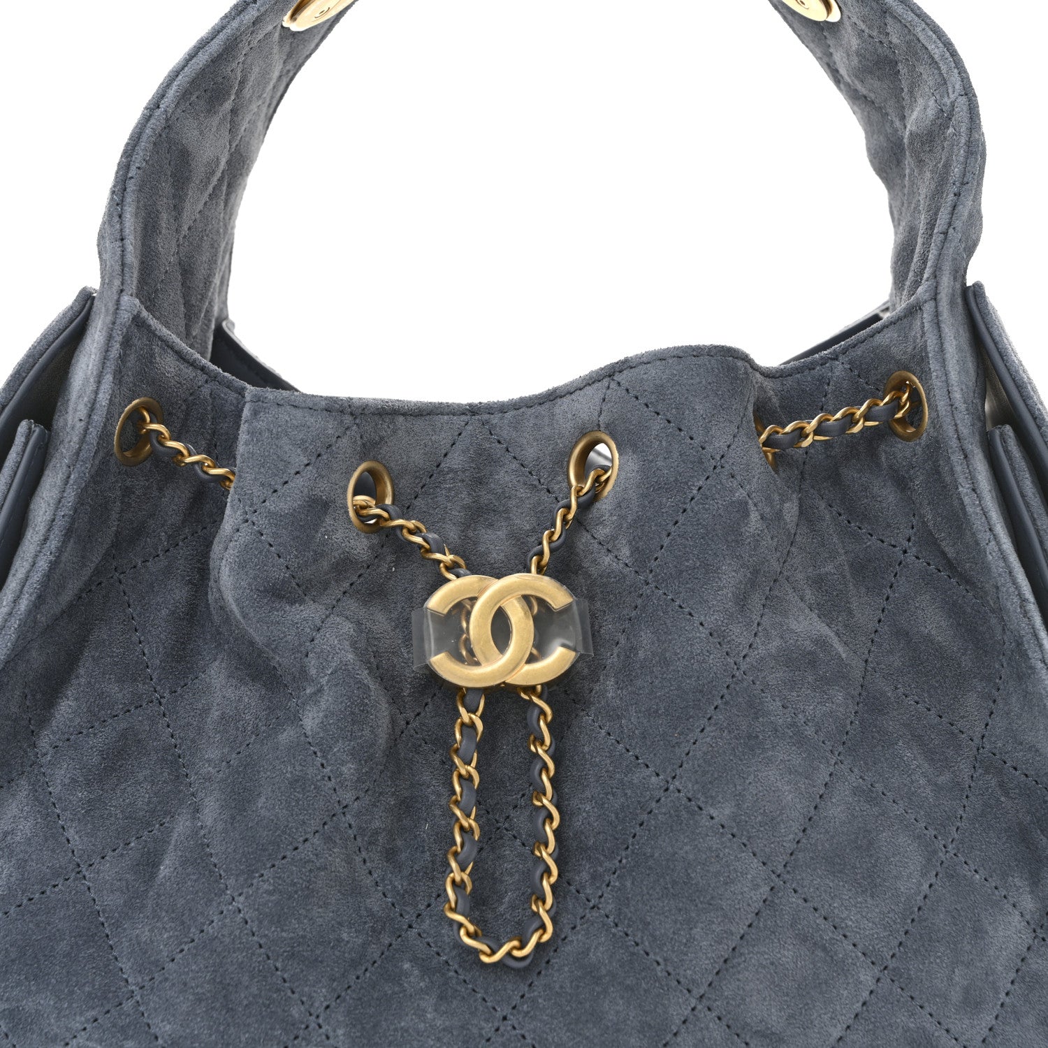 Chanel Suede Quilted Small Chanel 25 Handbag Blue
