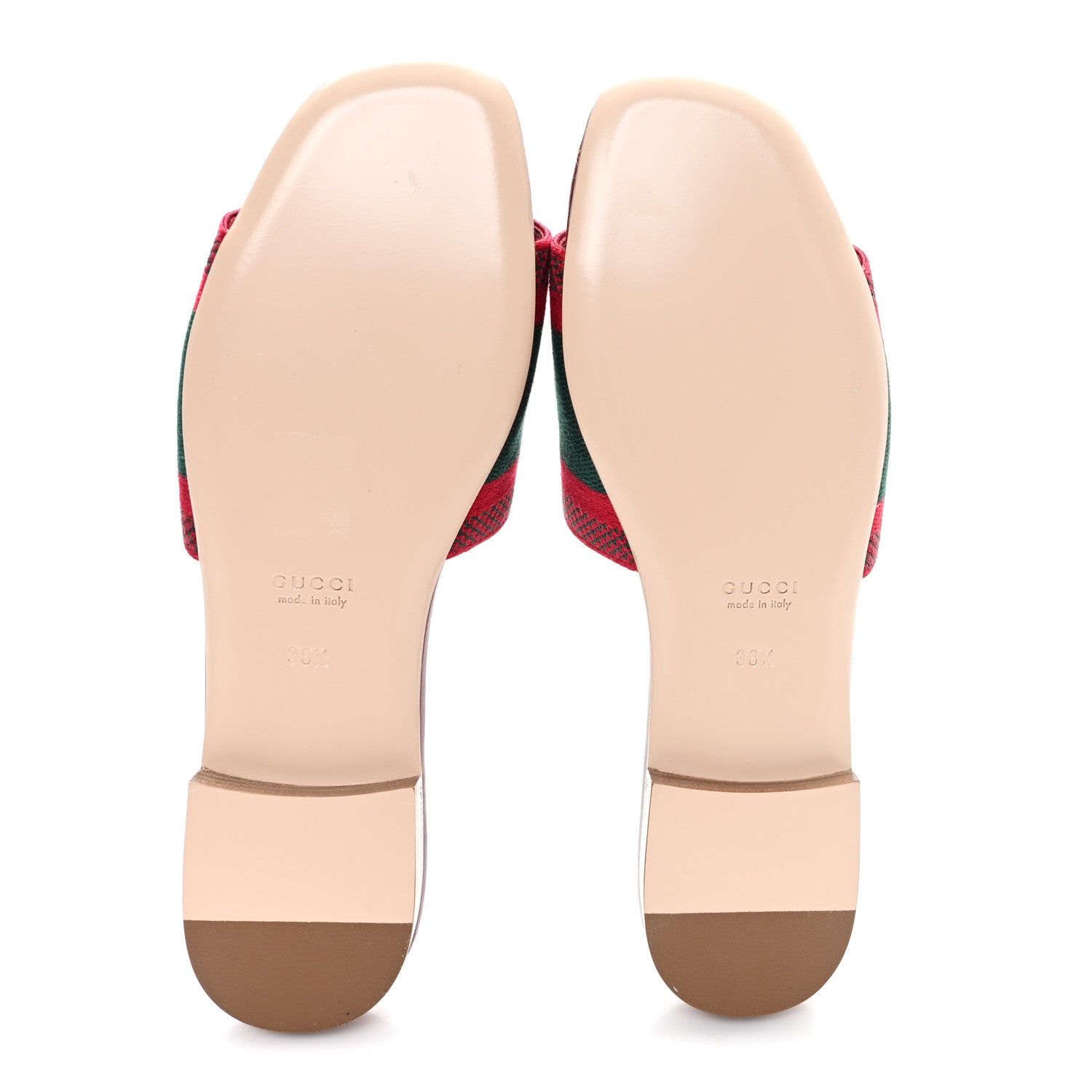 Gucci Canvas Web Womens Slide Sandals 38.5 Red Bordeaux