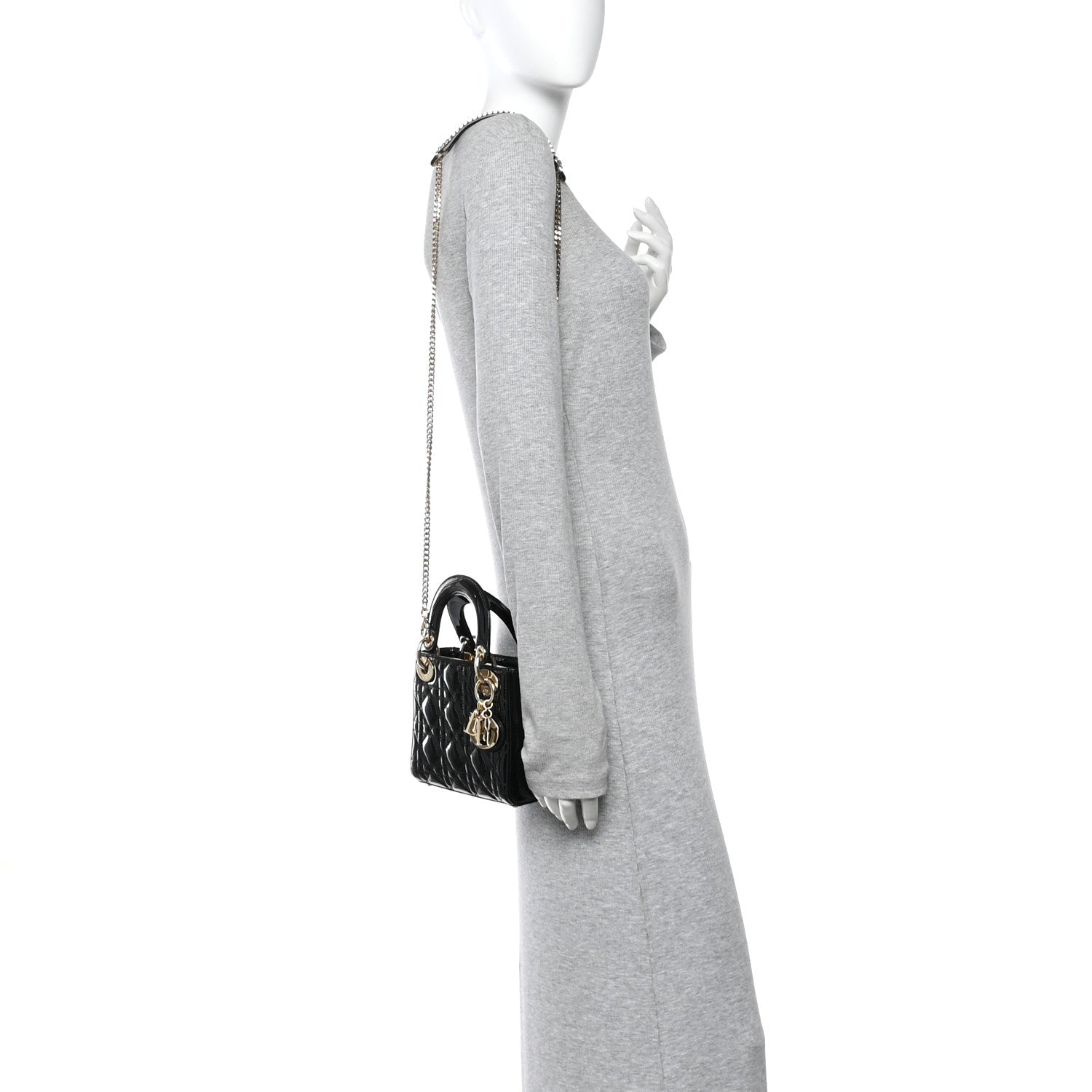 Christian Dior Patent Cannage Mini Lady Dior Black