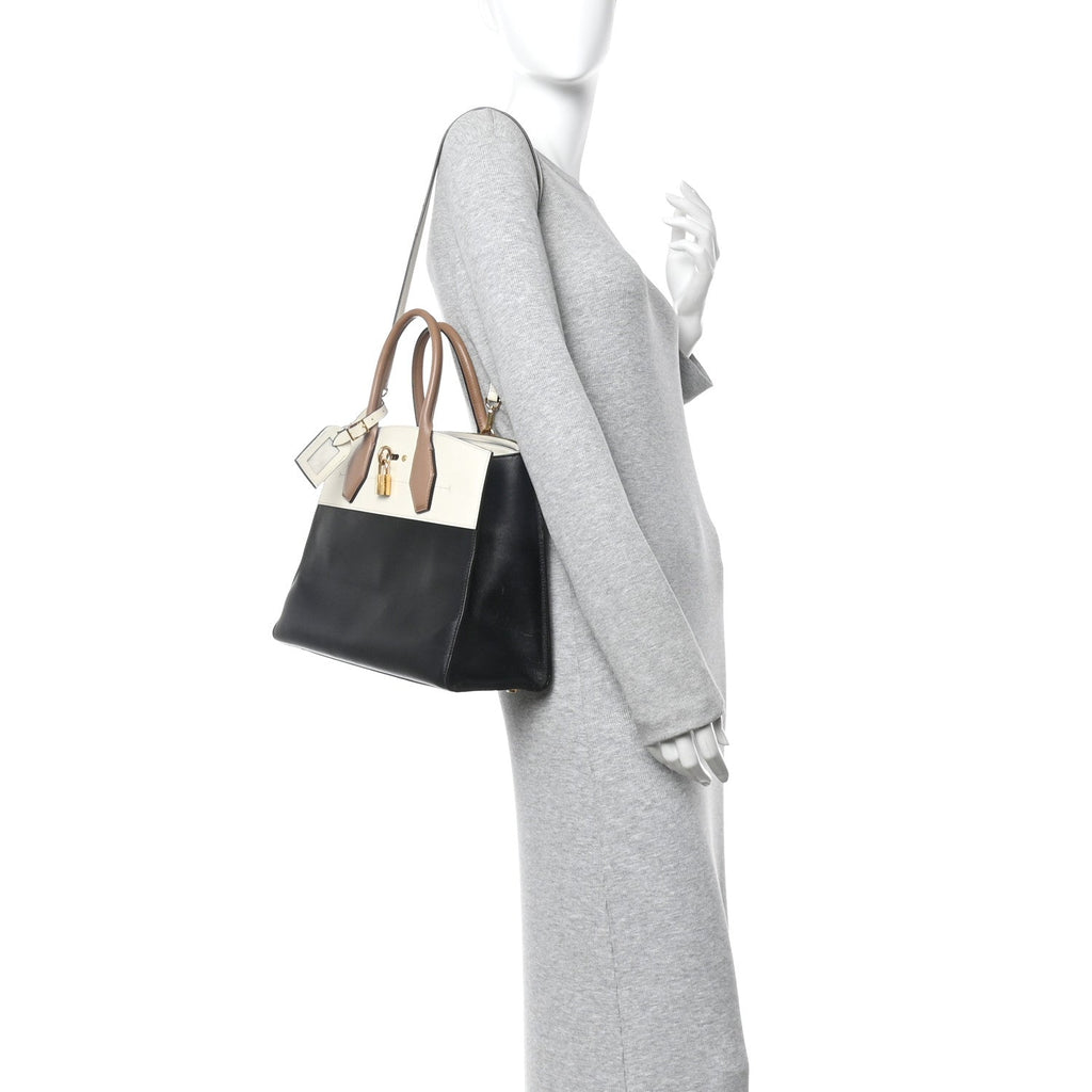 Louis Vuitton Taurillon City Steamer MM Creme Beige Black