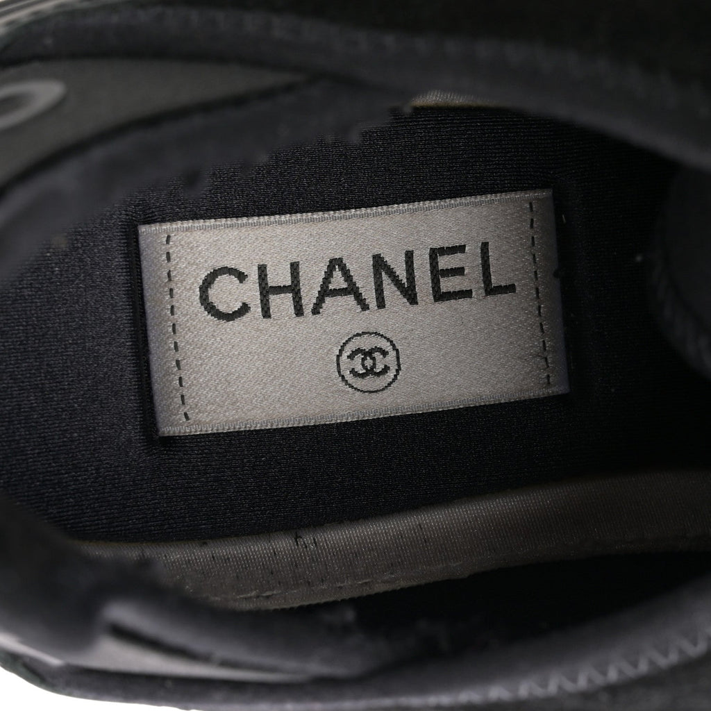 Chanel Velvet Calfskin Mixed Fibers CC Sneakers 40 Black