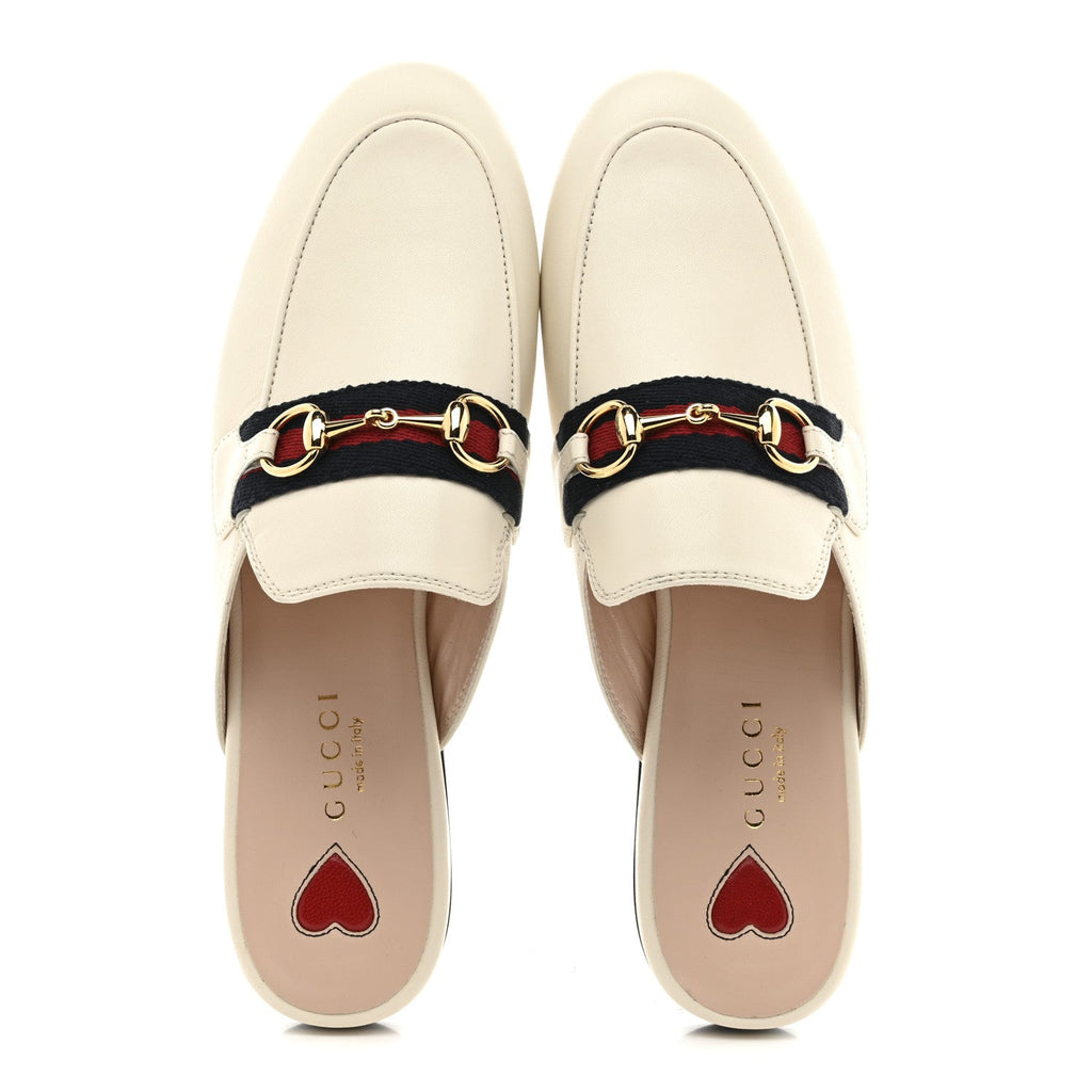 Gucci Malaga Kid Web Womens Princetown Slippers 35 Mystic White