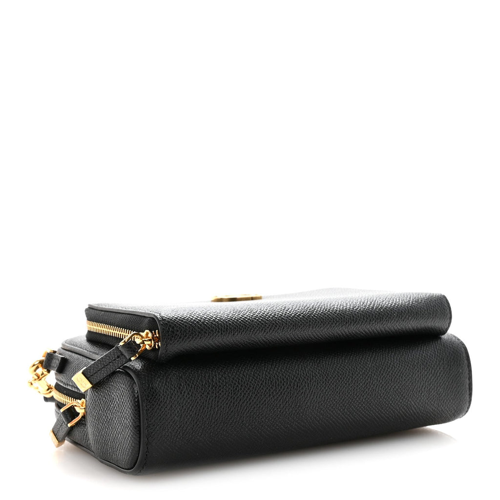 Christian Dior Grained Calfskin Caro Double Pouch Black