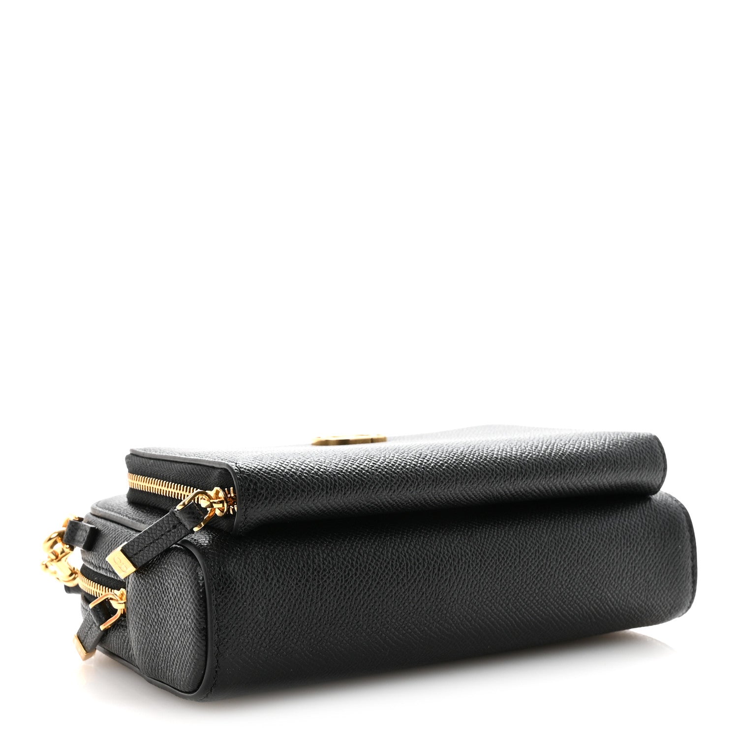Christian Dior Grained Calfskin Caro Double Pouch Black