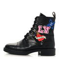 Louis Vuitton Calfskin LV Black Heart Flat Ranger Boots 37 Black