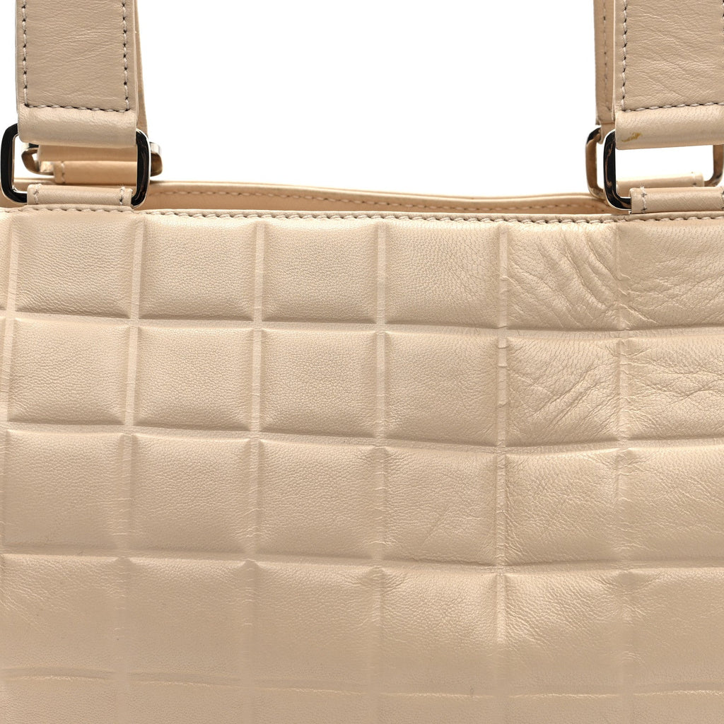 Chanel Lambskin Quilted CC Chocolate Bar Barrel Bag Beige