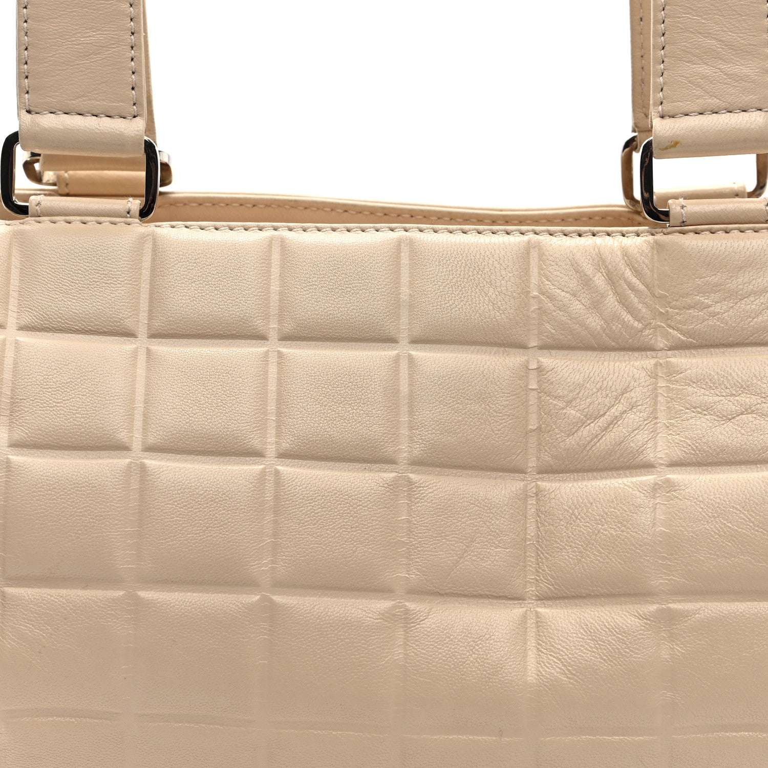 Chanel Lambskin Quilted CC Chocolate Bar Barrel Bag Beige
