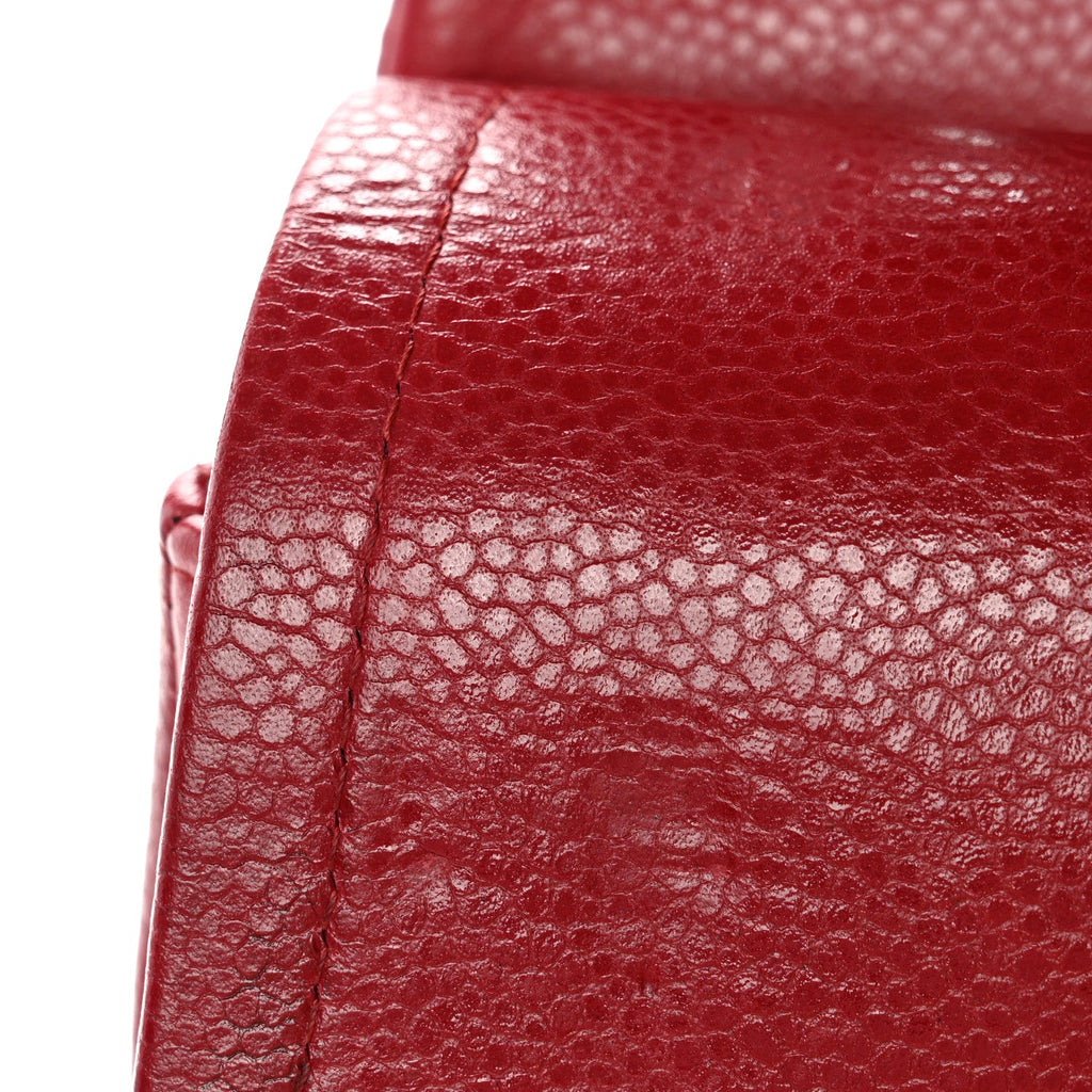 Chanel Caviar Quilted Jumbo Double Flap Dark Red