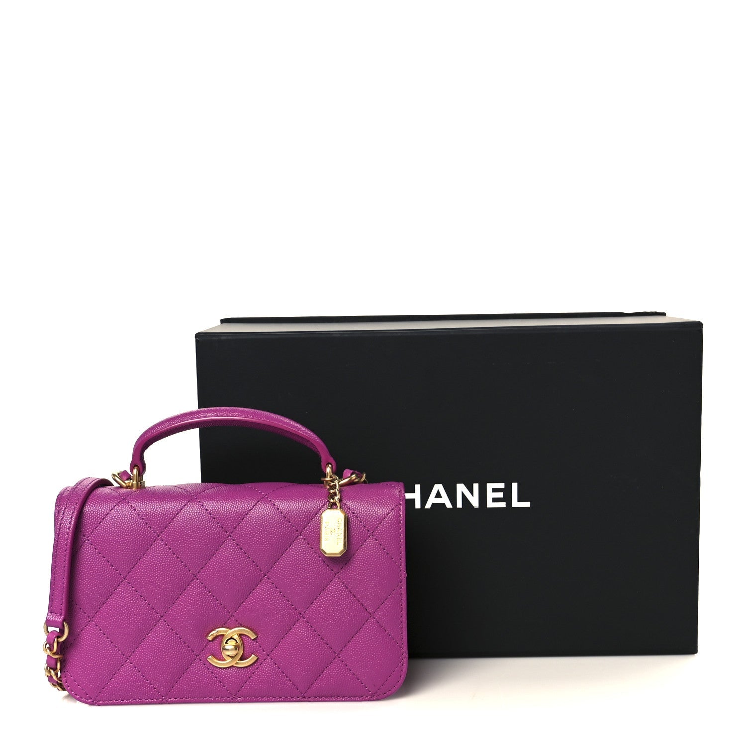 Chanel Caviar Quilted Mini Top Handle Flap Dark Pink