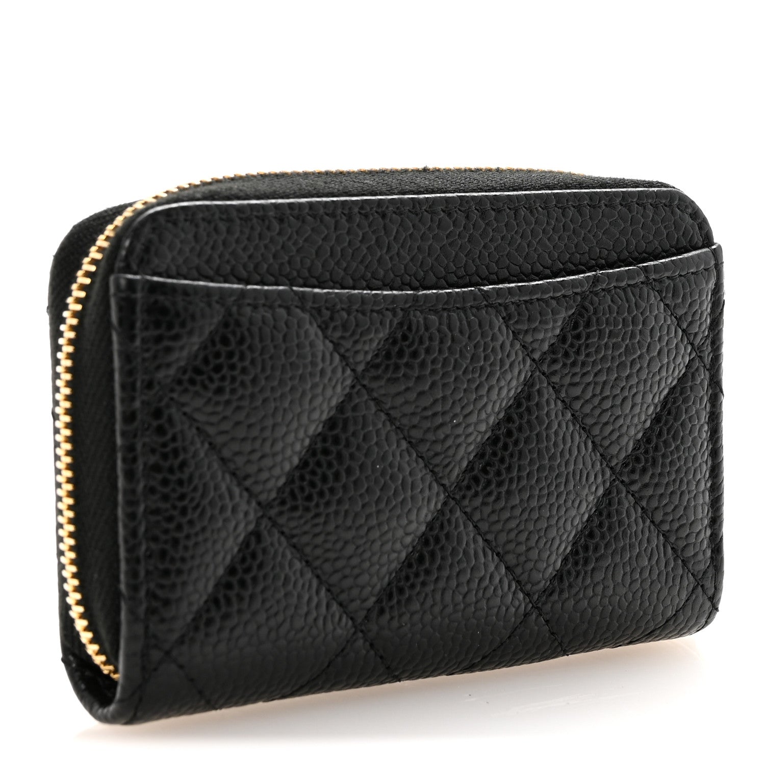 Caviar Quilted Zip Coin Purse Black