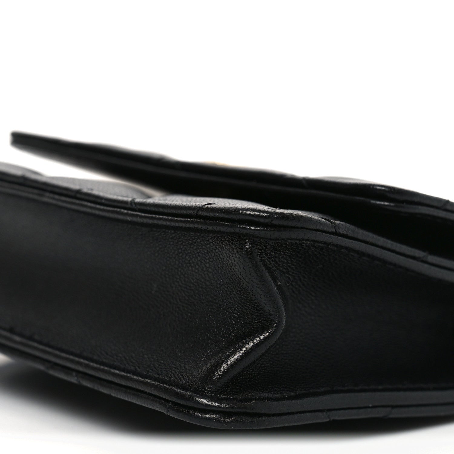 Lambskin Quilted CC Hook Card Holder Black