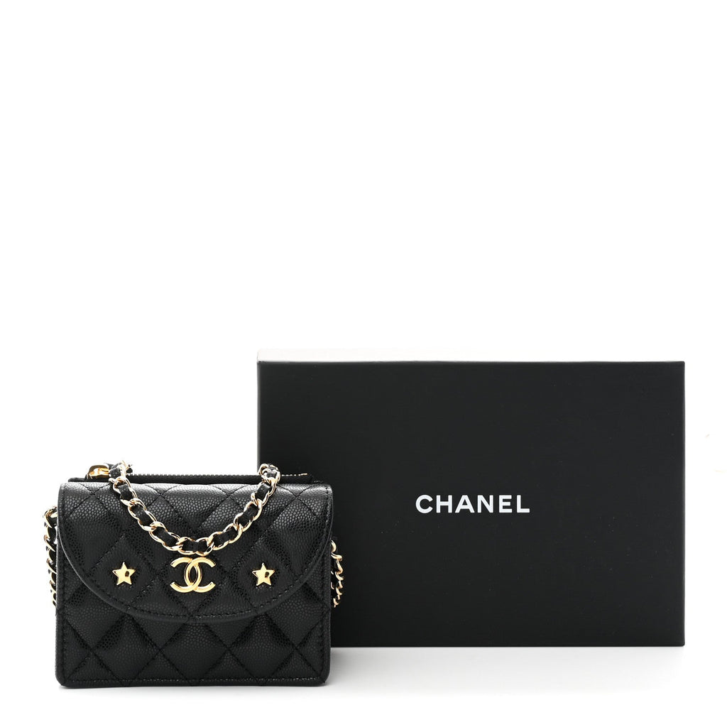 Chanel Caviar Quilted Clutch With Chain Black