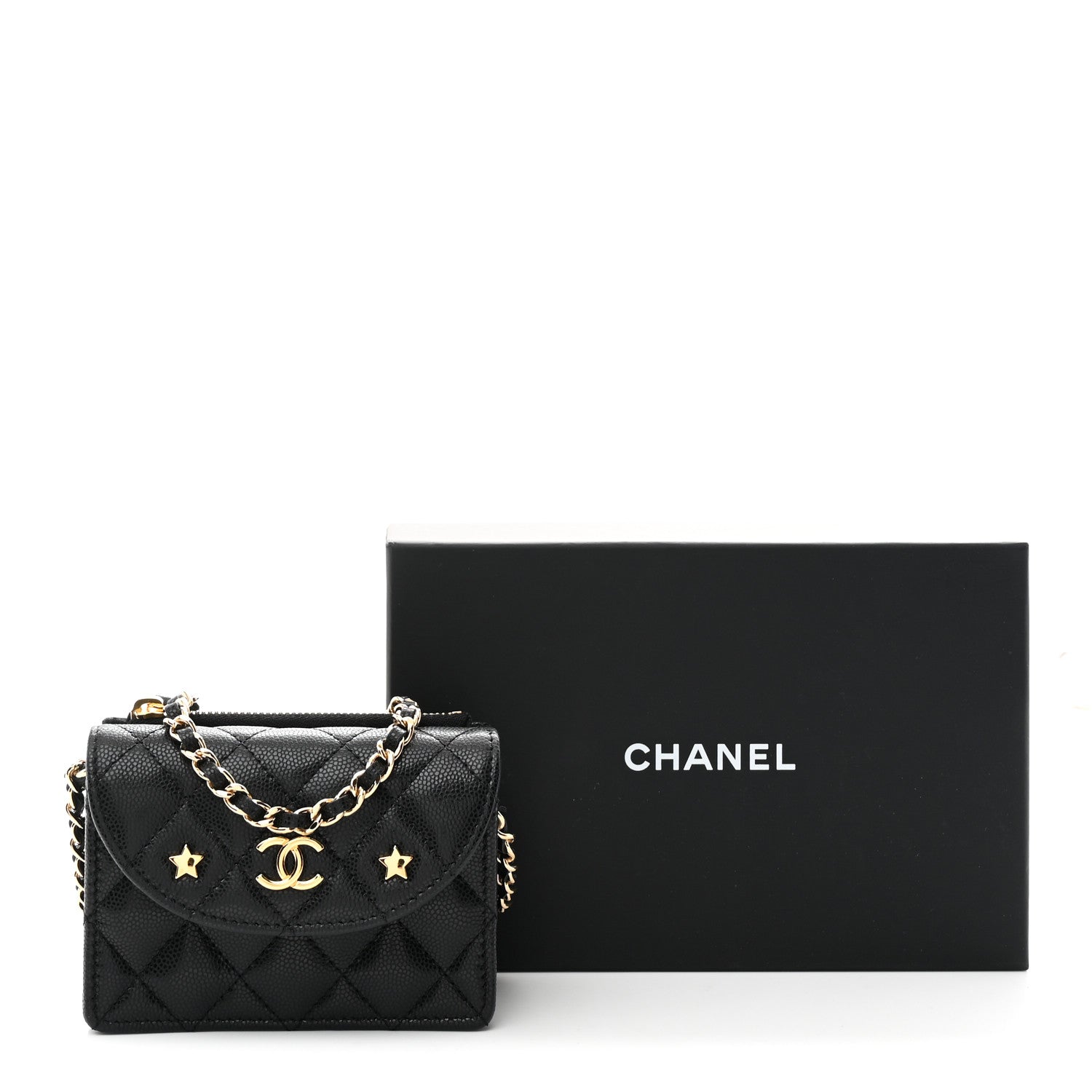 Chanel Caviar Quilted Clutch With Chain Black