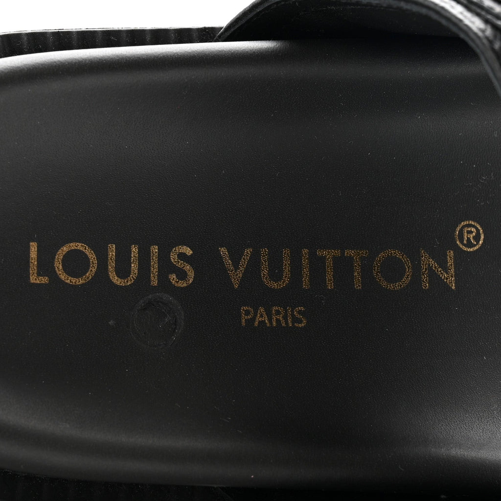 Louis Vuitton Grained Calfskin Sunset Comfort Flat Sandals 38 Black