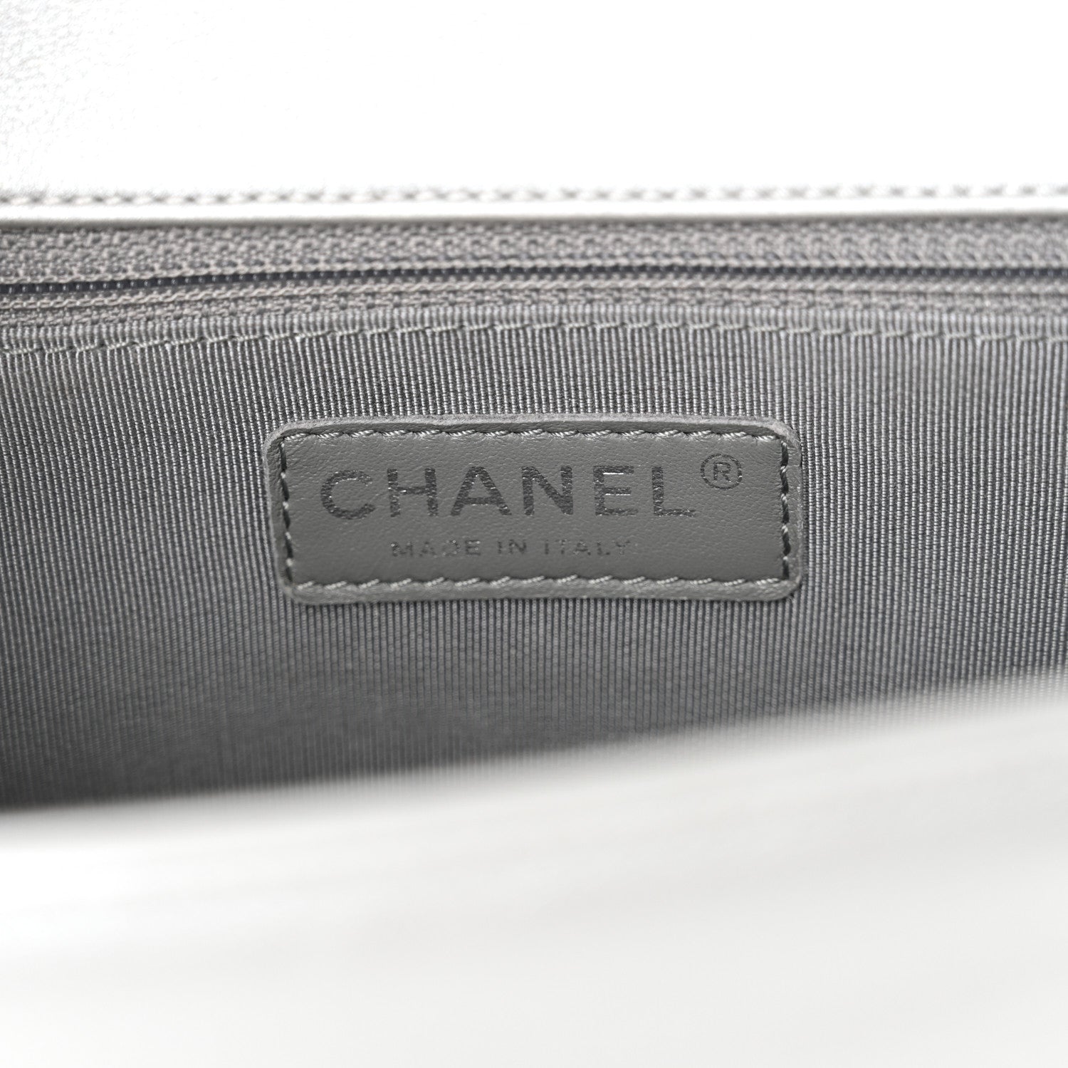 Chanel Metallic Calfskin Quilted New Medium Plexiglass Boy Flap Silver