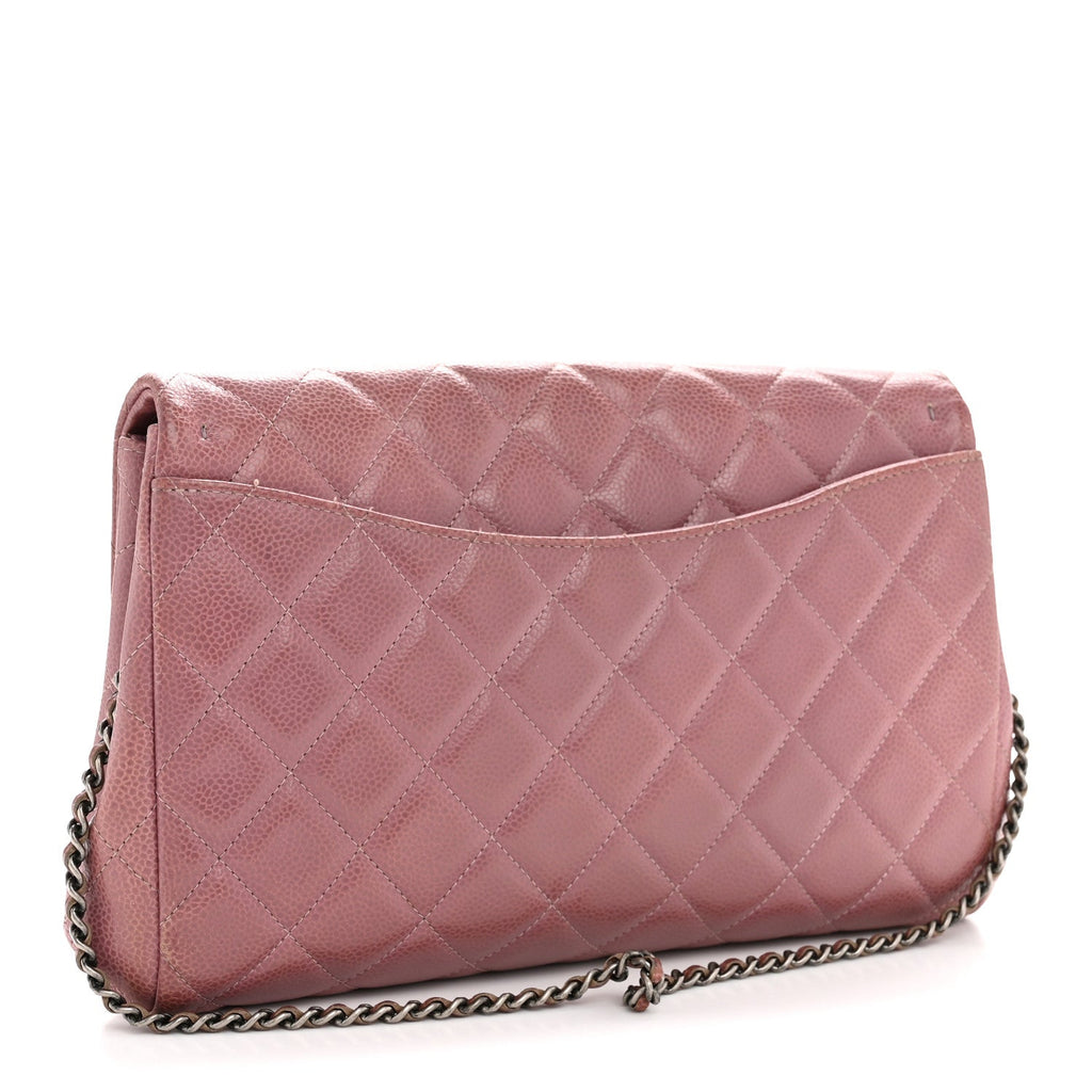 Chanel Caviar Quilted Clutch With Chain Flap Purple