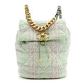 Chanel Tweed Quilted Chanel 19 Backpack Green Pink
