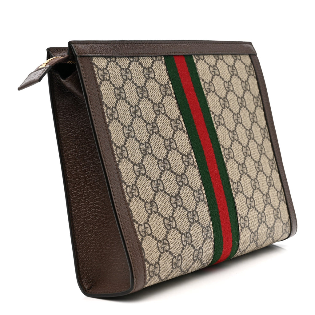 Gucci GG Supreme Monogram Web Ophidia Pouch Brown