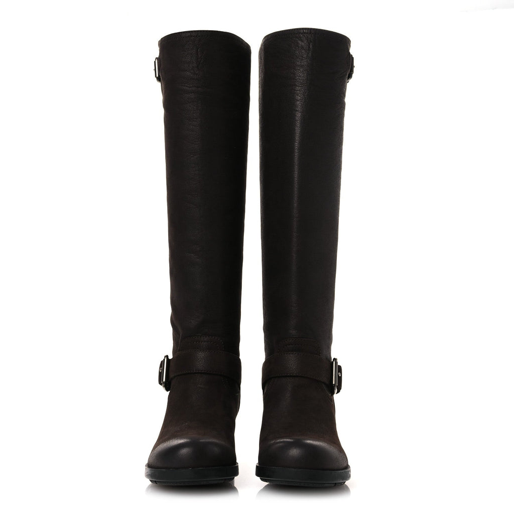 Prada Capra Antic Donna Tall Riding Boots 37 Ebano